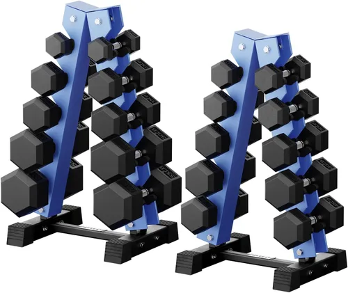 Miniatura 10 de RitFit Juego de mancuernas hexagonales de goma de 250 libras/300 libras/350 libras/550 libras/650 libras con estante de pesas, múltiples opciones