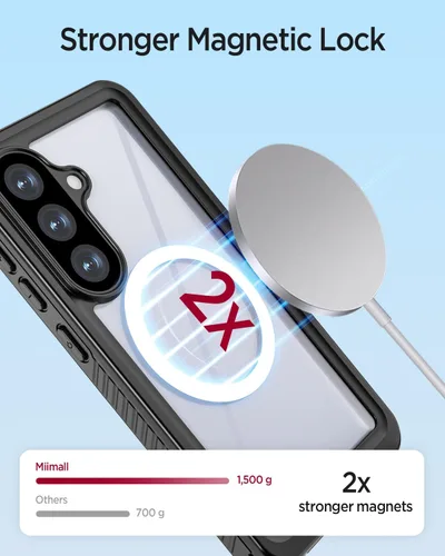Miniatura 3 de Miimall Funda impermeable IP68 para Samsung Galaxy S26 Plus, compatible con MagSafe, Mil-Std 810G 360° protección de cuerpo completo resistente