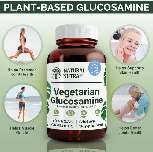 Miniatura 3 de Natural Nutra vegano y vegetariano clorhidrato de glucosamina para hombres y mujeres, Kosher, libre de mariscos, a base de plantas, colágeno
