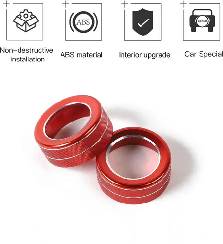 Miniatura 2 de 2 piezas de botón de control de sonido de volumen de audio Cubierta de botón de interruptor giratorio para Toyota 4Runner 2010-2023 (rojo)