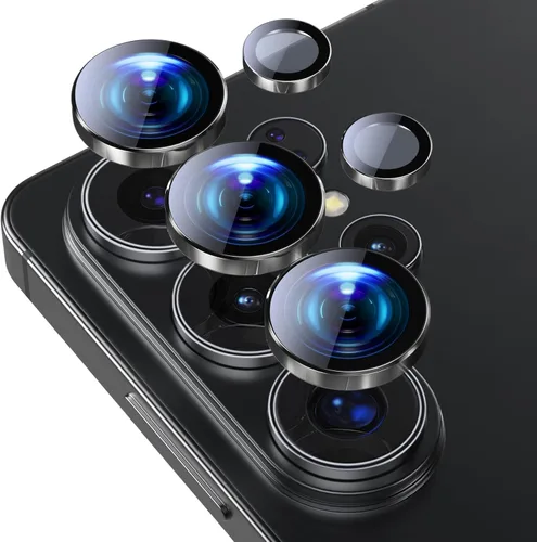 Miniatura 27 de Bling - Protector de lente de cámara para Samsung Galaxy S22 Ultra solamente, cubierta de anillo de lente de ajuste completo con película de Negro