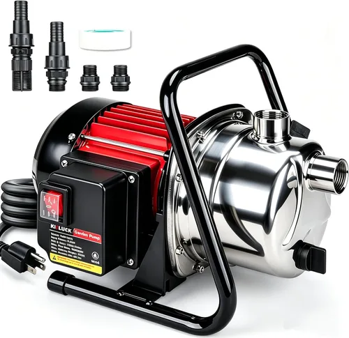 Bomba de Jardín de Transferencia de Agua, 1.6 HP 1000GPH Bomba de Chorro Eléctrica Portátil de Pozo Poco Profundo, Bomba de Refuerzo de Presión de