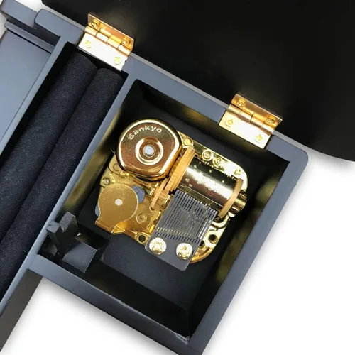 Miniatura 4 de BinkeGG Caja de música de piano de cola de madera negra de cuerda con mecanismo musical Sankyo. Melodía: Cuando pides un deseo a una estrella