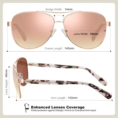 Miniatura 15 de CARFIA Gafas de sol polarizadas para mujer, protección UV, brazos de acetato, marco de metal, sombras para mujer, CA3216