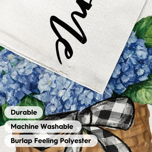 Miniatura 7 de AVOIN colorlife Bandera de jardín de primavera y verano de hortensias de 12 x 18 pulgadas, doble cara exterior, bandera floral de bienvenida