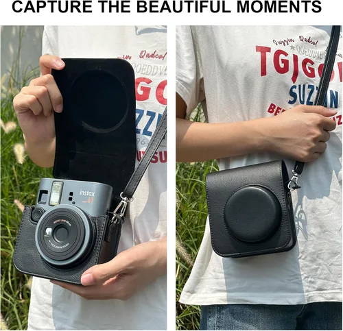 Miniatura 2 de Mini 41 Funda protectora para cámara instantánea Fujifilm Instax Mini 41, funda de cuero PU retro para cámara Mini 41 con álbum de fotos mini de 64