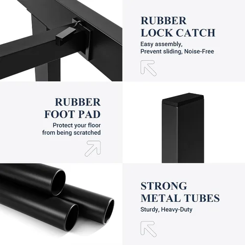 Miniatura 7 de Allewie Base de cama de metal tamaño Queen con cabecero y estribo de madera curvos, plataforma de hierro resistente con almacenamiento debajo