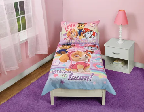 Miniatura 9 de Paw Patrol Skye We're A Team - Juego de ropa de cama infantil de 4 piezas, incluye edredón, juego de sábanas, sábana bajera, sábana superior, funda