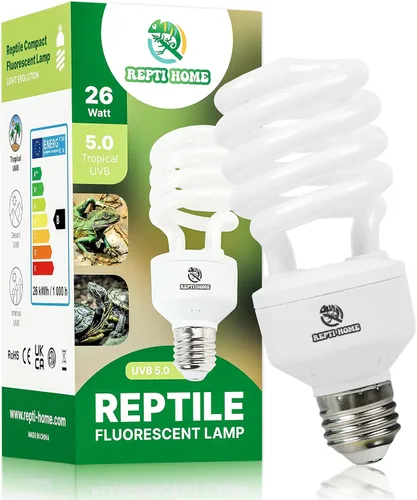 Luz UVB para reptiles 5.0, 26 W Tropical y Subtropical UVA UVB Bombilla para reptiles, Terrario Tropical Compacto Fluorescente Bombilla UVB para