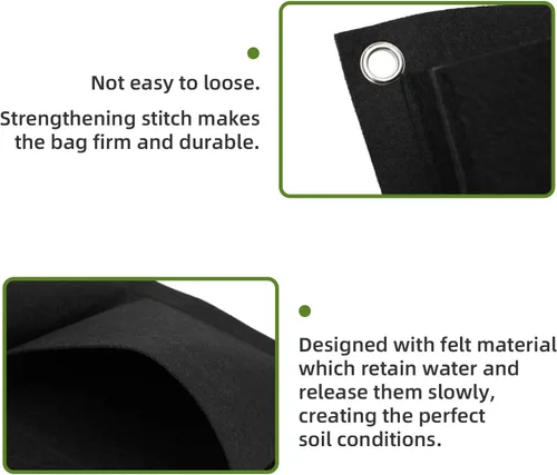 Miniatura 5 de Bolsas de cultivo colgantes para plantar, 9 bolsillos para colgar en la pared, bolsa de cultivo vertical para jardín interior y exterior, contenedor