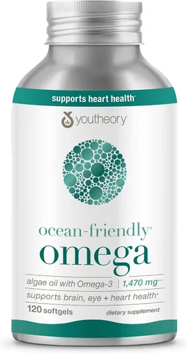Miniatura 8 de Youtheory Omega Ocean-Friendly - Suplemento de algas Omega 3 con EPA y DHA - Apoya la salud cerebral y ocular* - A base de plantas - para dietas