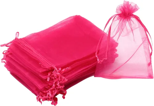 Miniatura 23 de Dealglad 100pcs Drawstring Organza bolsas de joyería caramelo para fiestas, casamientos, regalos Amarillo