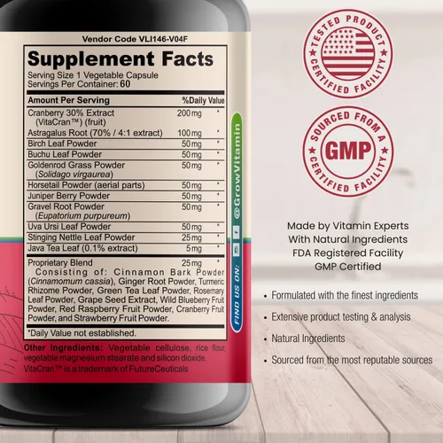 Miniatura 4 de grow vitamin Suplemento premium de limpieza renal – Potente fórmula de apoyo renal con extracto de arándano que ayuda a apoyar riñones saludables