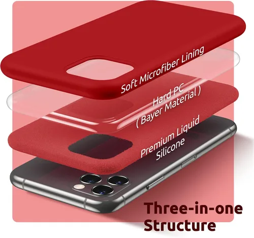 Miniatura 4 de SURPHY Funda compatible con iPhone 11 Pro de 5.8 pulgadas, funda gruesa de silicona líquida (con forro de microfibra) para 11 Pro 2019, color rojo