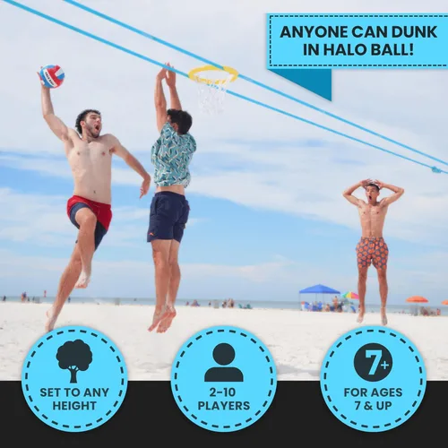 Miniatura 3 de HALO BALL Aro de baloncesto portátil con altura ajustable – Juega el juego flotante al aire libre en la playa, césped, patio trasero, piscina