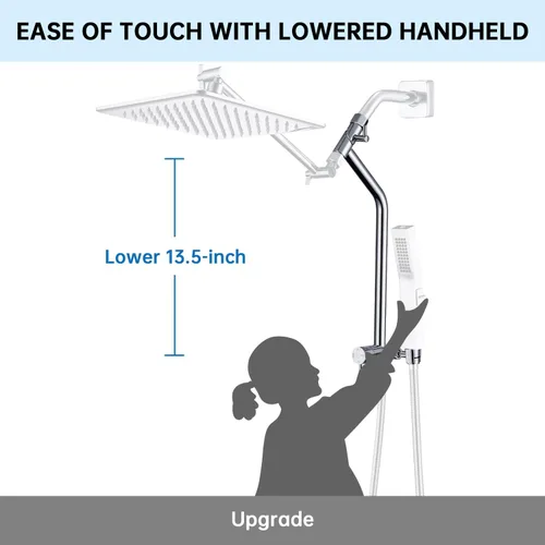 Miniatura 3 de G-Promise Válvula desviadora de ducha totalmente metálica con soporte bajo, extendida de 13.5 pulgadas, válvula desviadora de 3 vías con modo