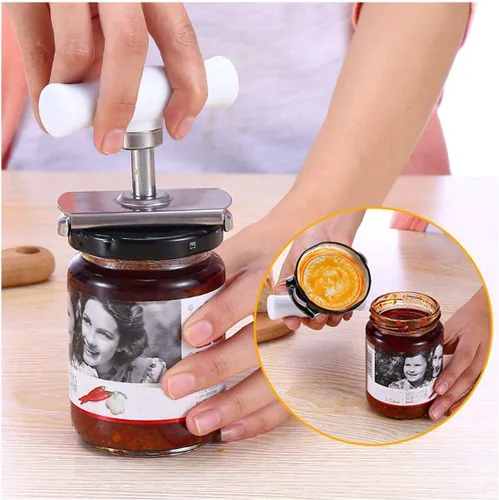 Miniatura 7 de Abridor de tarros multifunción ajustable para latas de botellas de 1 a 4 pulgadas, tapas de acero inoxidable fuera del abridor de tarros. Apto