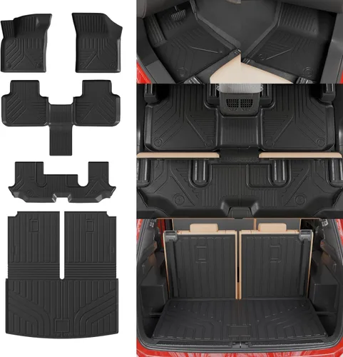 Miniatura 34 de Alfombrillas de Piso Compatibles con Ford Explorer 2020-2026 de 6 Asientos, Alfombrilla de Maletero, Forro de Carga TPE, Protector de Asiento