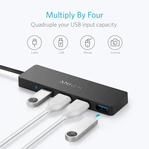 Miniatura 5 de Anker 4-Port USB 3.0 Ultra Slim – Puerto de catos para MacBook, Mac Pro/mini, iMac, Surface Pro, XPS, Notebook PC, pendrives, unidades de disco