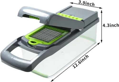 Miniatura 2 de Picador de verduras – Cuchillas de acero inoxidable resistentes al óxido para cortar, cortar en cubitos y picar sin esfuerzo – Base antideslizante
