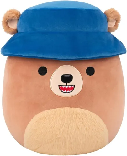 Squishmallows Stokely el oso Kodiak marrón original de 12 pulgadas con vientre mullido y sombrero de pescador, peluche oficial de Jazwares (tamaño