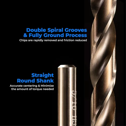 Miniatura 3 de amoolo Brocas de cobalto de 1/2 pulgada (5 unidades), M35 HSS Metal Jobber longitud Twist Brocas Set para metal duro, acero inoxidable