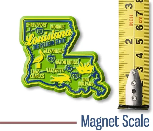Miniatura 2 de Imán Louisiana Premium State de Classic Magnets, 2.5 x 2.3 pulgadas, recuerdos coleccionables de goma 3D estilo vintage y regalos fabricados