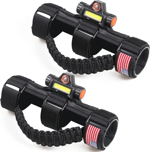 Miniatura 23 de Asas de agarre para barra estabilizadora con luz de techo para 1945-2025 Jeep Wrangler CJ YJ TJ JK JL Gladiator JT UTV Polaris RZR 2.0”-4.0” jaula 2