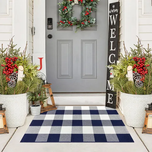 Miniatura 9 de Alfombra Buffalo Plaid Pequeña a Cuadros 2x3 Pies (61x91 cm) Naranja y Negro, Tapete para Puerta Delantera, Navidad Halloween Acción de Gracias
