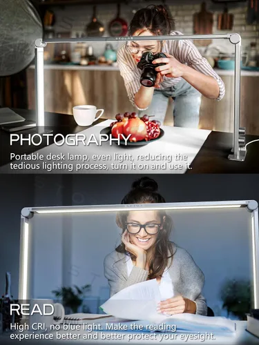 Miniatura 6 de Lámpara LED de escritorio de 36 W, lámpara de mesa regulable de 4000 a 6000 K, 3 modos de iluminación, luz de escritorio cuadrada para estudio