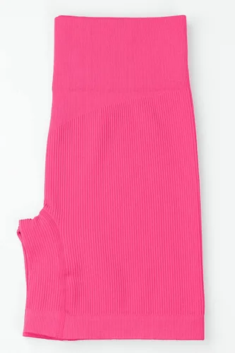 Miniatura 7 de QINSEN Conjuntos de entrenamiento para mujer, 2 piezas, sin costuras, camiseta acanalada sin mangas, pantalones cortos de cintura alta, atuendo