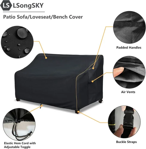 Miniatura 4 de Funda para sofá de 3 plazas para patio, funda para sofá para exteriores de hasta 76 pulgadas de ancho x 32.5 pulgadas de profundidad x 33 pulgadas