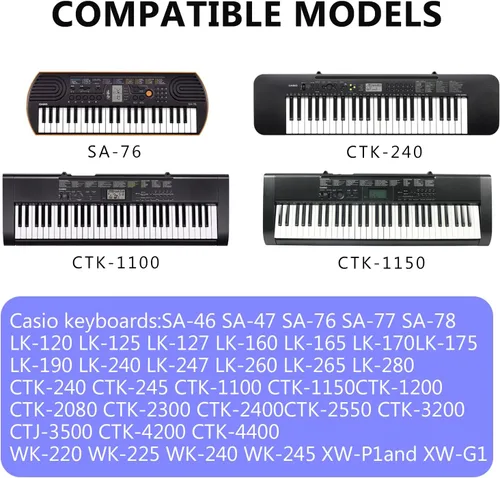 Miniatura 3 de Cargador adaptador de 9.5 V CA/CC compatible con teclado de piano Casio LK-135 WK-225 CTK-2500 CTK-2400 CTK-2550 CTK-1100 WK-220 LK-165 CTK-2090