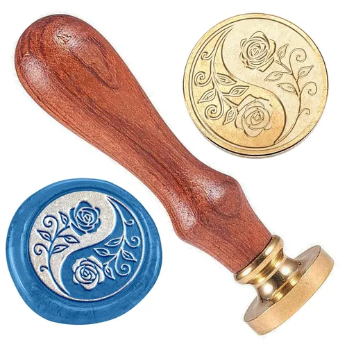 Miniatura 13 de Sello de sellado de cera de hongo de hada, 1 pulgada, diseño de ángel, cabeza de sello de cera extraíble de latón con mango de madera para boda
