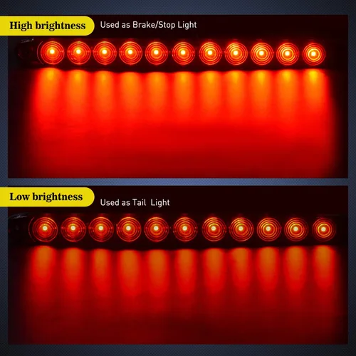 Miniatura 5 de Nilight - TL-10 2 piezas 16 pulgadas 11 LED rojo remolque barra de luz para parada de estacionamiento intermitentes luz de freno trasera compatible