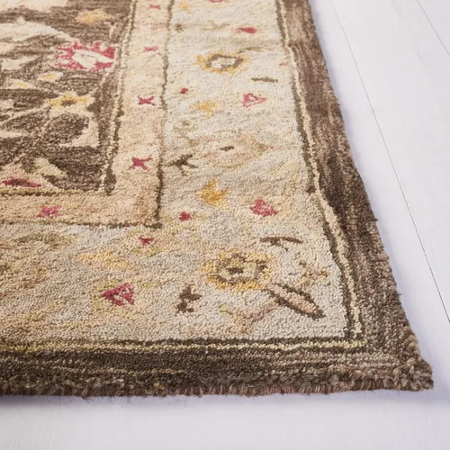 Miniatura 3 de SAFAVIEH Antiquity Collection AT853A - Alfombra decorativa de 4 x 6 pies, gris oliva y beige, hecho a mano, lana oriental tradicional, ideal