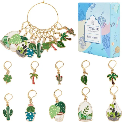 SUNNYCLUE 1 caja, 20 marcadores de puntada, bonitos dijes de cierre de langosta para plantas verdes, cactus y ganchillo, marcadores de punto de 20