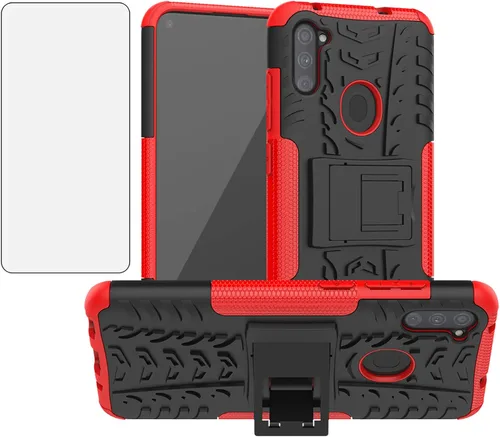 Miniatura 8 de Funda para teléfono Samsung Galaxy A11 con protector de pantalla de vidrio templado y soporte, resistente, accesorios de protección híbrida rígida