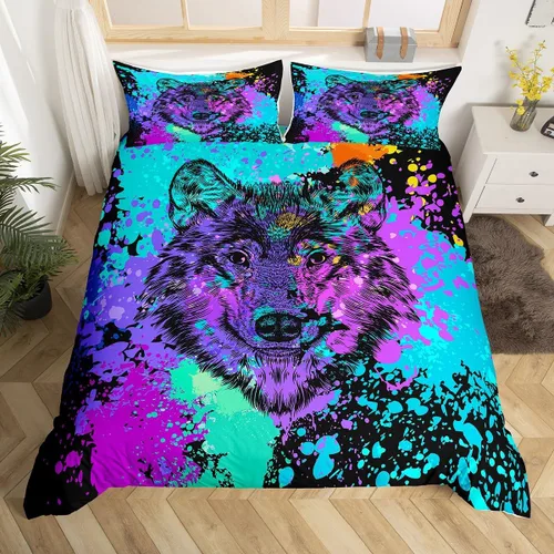 Miniatura 34 de Erosebridal - Juego de ropa de cama con diseño de parque nacional, funda de edredón de montañas humeantes, funda de edredón verde bruma y árbol