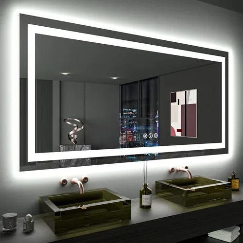 Miniatura 31 de LOAAO Espejo de Baño LED de 40"X32" con Luces, Antivaho, Regulable, Retroiluminación RGB + Iluminación Frontal, Espejo de Tocador de Baño