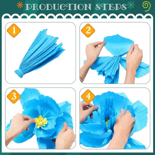 Miniatura 4 de TaoBary 18 flores de papel mexicanas para fiesta, crepé, flores de papel para carnaval, decoraciones de fiesta mexicana para bodas, cumpleaños