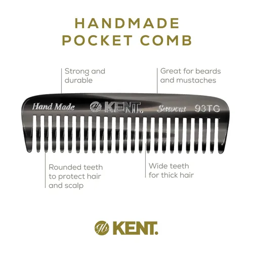 Miniatura 4 de Kent 93T - Peine para barba de grafito negro para hombre, peine de dientes anchos para hombre, ideal para bigotes y barbas y vello facial, peines