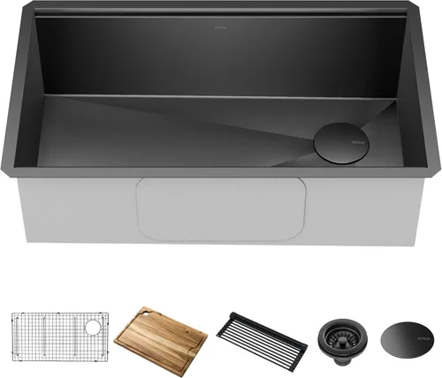 Miniatura 22 de KRAUS KWU111-23 Kore - Fregadero de cocina con estación de trabajo de 23 pulgadas, para empotrar, cuenco individual, de acero inoxidable calibre 16