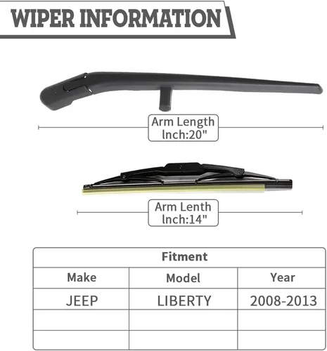 Miniatura 2 de Juego de tuercas para brazo de limpiaparabrisas trasero de repuesto para Jeep Liberty 2008-2012, vehículos SUV, conjunto de limpiaparabrisas trasero