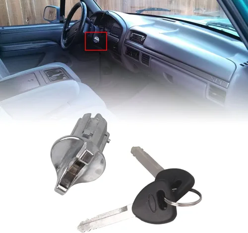 Miniatura 3 de Interruptor de encendido con cilindros de cerradura de puerta con llave cromados compatibles con Ford F150 F250 Pick Up 1992-1995