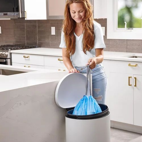 Miniatura 3 de Plasticplace Bolsas de basura de ajuste personalizado, compatibles con simplehuman Code D (100 unidades) con cordón azul tintado de 5.3 galones / 20