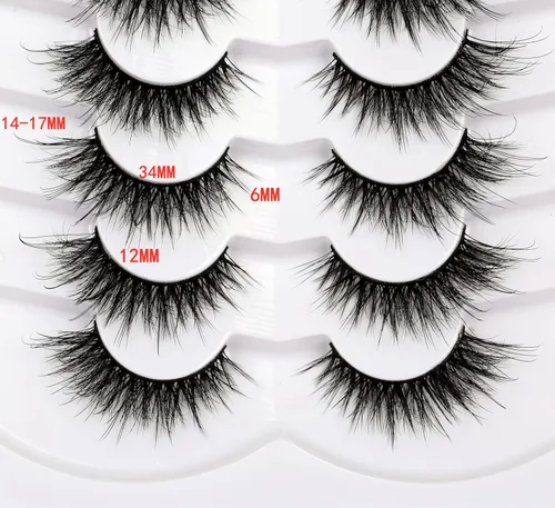 Miniatura 605 de Pooplunch - Pestañas postizas finas de visón sintético, estilo ojo de gato, naturales, cruzadas, tipo racimo, efecto 8D de volumen, tiras