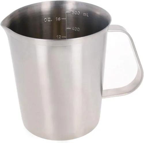 Miniatura 4 de Bettomshin 1 taza medidora métrica de 16.9 fl oz, taza medidora de acero inoxidable, taza de espuma de leche con marca y asa, tazas de mezcla