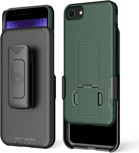 Miniatura 10 de BELTRON Funda para iPhone 7/8/SE 2020/SE 2022, funda de agarre de goma súper delgada y funda de clip giratorio para cinturón combinado con soporte