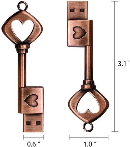 Miniatura 3 de Memoria USB 3.0 de 64 GB para bodas con caja de regalo de madera, llavero de alta velocidad de hasta 100 MB/S con llavero exFat Thumb Drive Jump